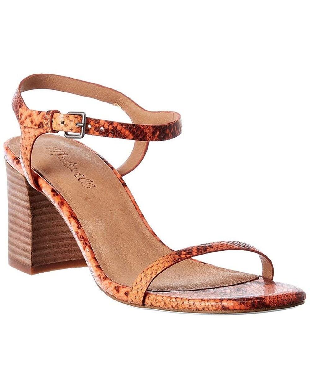 Madewell Bare Heeled Sandals Sweet Tulip Snake Leather Size 8 M